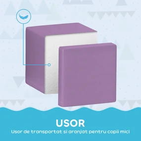 HOMCOM Set 12 Cuburi de Jucărie Moi pentru Copii 12-36 Luni, 20x20x20 cm, Multicolor Deschis | Aosom Romania
