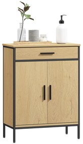 HOMCOM Mobilier de baie cu sertar, dulap cu ușă, raft reglabil și balamale cu închidere, 60 x 30 x 80 cm, stejar | Aosom Romania