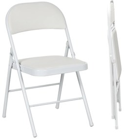 HOMCOM Lot de 2 scaune pliante scaune de masă portabile cadru din oțel dim. 45l x 46L x 78Î cm alb | Aosom Romania