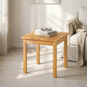 Outsunny Masă laterală 48 x 48 cm rezistentă la intemperii masă de grădină cu design cu lamele picioare reglabile, pătrată | Aosom Romania