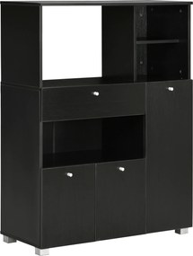 HOMCOM Bufet de Bucătărie pentru Cuptor cu Microunde, Mobilier cu Dulapuri, Rafturi și Sertar, 90x40x120 cm, Negru | Aosom Romania