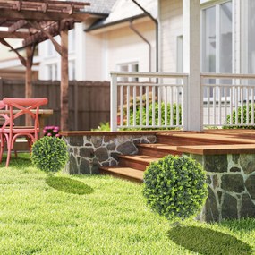 HOMCOM Set 2 Plante Artificiale de Buxus de 40 cm cu Tija Integrată pentru Interior și Exterior, Verde | Aosom Romania