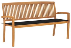 vidaXL Bancă de grădină stivuibilă cu pernă, 159 cm, lemn masiv de tec