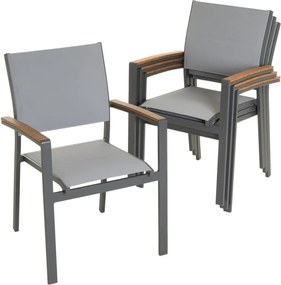 Set de scaune de grădină metalice stivuibile, antracit, 4 bu