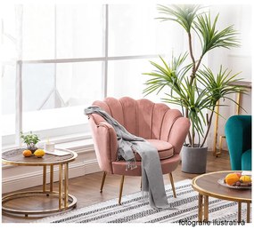 Fotoliu în stil Art-deco, catifea Velvet roz/crom auriu, NOBLIN NEW