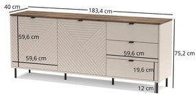 Comodă Eliminados (cașmir + stejar castello). 1116835