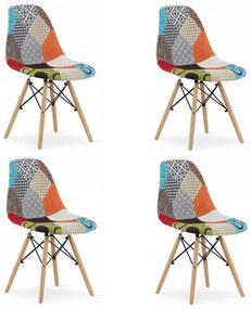 Set 4 scaune stil scandinav, Artool, Seul, textil, lemn, mozaic multicolor, 46.5x56.5x82.5 cm
