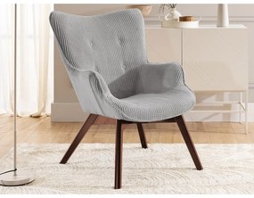 Fotoliu gri cu tapițerie din catifea reiată Niko – Ropez