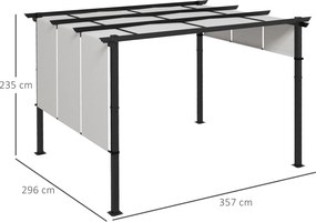 Outsunny Gazebo Pergolă pentru Grădină 3x3,5 m cu 3 Acoperișuri Reglabile, Pergolă din Oțel și Poliester Anti-UV, Gri | Aosom Romania