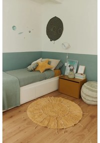 Covor galben muștar lavabil, țesut manual, rotund, din bumbac ø 100 cm Solar Multishape – Lorena Canals