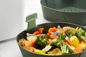 Cos pentru friteuza cu aer cald Lekue 1009495, 25x25 cm, -20°C / +220°C, Silicon, Fara BPA, Gri