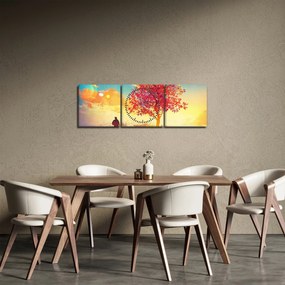 Tablou - casa în deal (cu ceas) (90x30 cm)