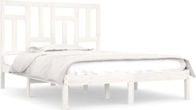 vidaXL Cadru de pat mic dublu, alb, 120x190 cm, lemn masiv