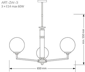 Lustra 3 brate moderna realizata manual Artu Glass