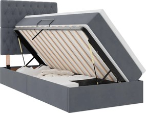 vidaXL Pat cu saltea și spațiu de depozitare Gri închis 90 x 190 cm