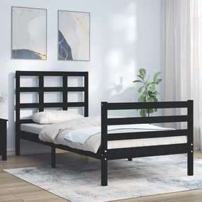 3193980 vidaXL Cadru de pat cu tăblie, negru, 100x200 cm, lemn masiv