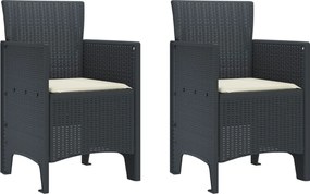 vidaXL Scaun pentru Grădină 2 pcs Antracit Dimensiune: 53 x 49 x 85 cm