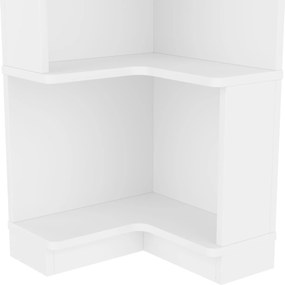 Raft de colț pentru cărți cu bandă de lumină LED cu schimbare de culoare, design în formă de L, spațiu de depozitare în cinci straturi, 63,5x45x175 cm, Alb