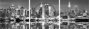 Tablou - New York, alb-negru (cu ceas) (90x30 cm)