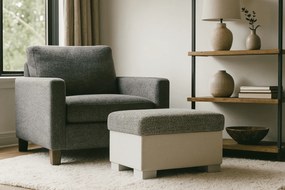 Taburet alb-gri RELTO cu spatiu de depozitare 85x55 cm