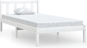 vidaXL Cadru de pat, alb, 90x200 cm, lemn masiv de pin