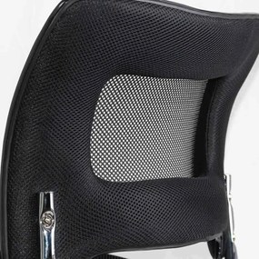 Scaun vizitator negru HRC 613F mesh cu cadru cromat tip sanie