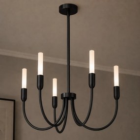 Candelabru cu 5 brate AUGUSTINE negru/alb
