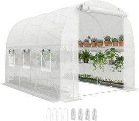 Outsunny Seră aprox. 2,7 x 2 x 2 m cu rafturi, ușă rulabilă cu fermoar, 6 ferestre cu plasă, tije de susținere | Aosom Romania