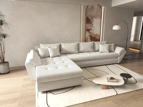 Colțar extensibil dumonde cu ladă de depozitare si sezut confortabil din spuma high-density, Loana XL Zoom Cream 335x185 cm