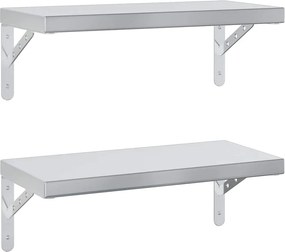 vidaXL Rafturi de perete, 2 buc. 50x23,5 cm argintiu oțel inoxidabil