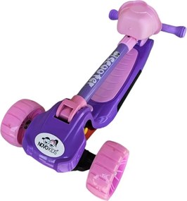 Trotineta copii cu roti luminoase din silicon NOVOKIDS™ Mini Scooter 6160, Cu melodii si lumini, 3 roti, Pliabila, Maner reglabil pe inaltime, Maxim
