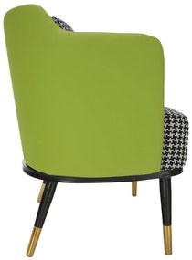 Fotoliu design, model alb-negru/ piele ecologică verde, EMREN