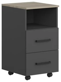 Comoda birou OFFICE NEW, gri antracit/stejar sonoma, PAL, 41x45x73 cm
