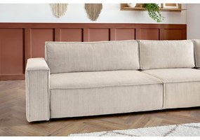 Colțar crem cu tapițerie din catifea reiată (cu colț pe partea dreaptă) Nihad modular – Bobochic Paris