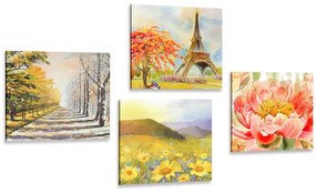 Set tablouri pictură în ulei în design romantic