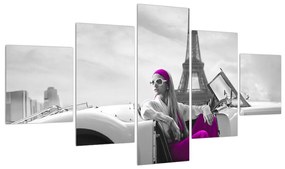 Tablou cu turnul Eiffel și mașină (125x70 cm), în 40 de alte dimensiuni noi
