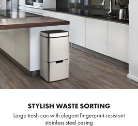 Klarstein Touchless, coș de gunoi, cu senzor, 72 de litri, 4 recipiente, ABS/PP/oțel inoxidabil
