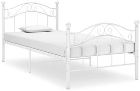 vidaXL Cadru de pat, alb, 100x200 cm, metal