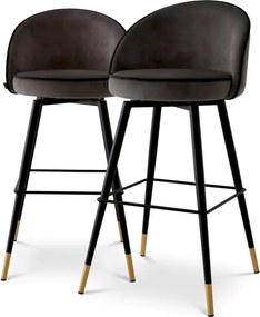 Set de 2 scaune de bar pivotante, design LUX, Bar Stool Cooper gri inchis