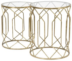 Măsuțe auxiliare rotunde cu blat din sticlă 2 buc. ø 42 cm Tunisi – Mauro Ferretti