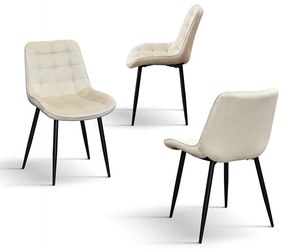 SET 4 Scaune Ernest catifea, structura metalica - BEJ - STANDARD - 4 BUCATI