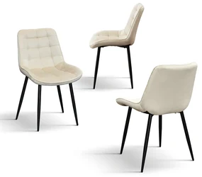 SET 4 Scaune Ernest catifea, structura metalica - BEJ - STANDARD - 4 BUCATI