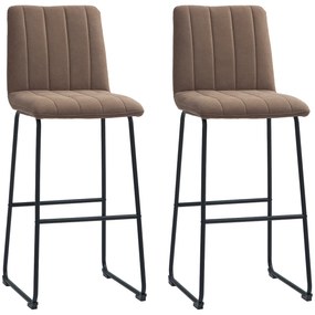 HOMCOM Set de 2 Scaune de Bar, Scaune Moderne pentru Bar, Tapițate cu Piele Ecologică, Spătar și Picioare de Oțel, 44x50x109 cm, Maro | Aosom Romania
