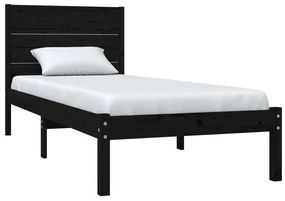 Cadru de pat Single 3FT, negru, 90x190 cm, lemn masiv Negru, 90 x 190 cm