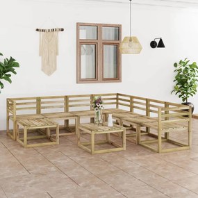3065313 vidaXL Set mobilier de grădină, 9 piese, lemn de pin verde tratat