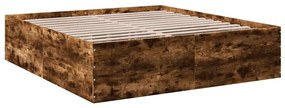 3280899 vidaXL Cadru de pat, stejar fumuriu, 200x200 cm, lemn prelucrat