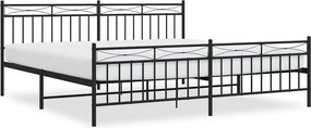 vidaXL Cadru pat metalic cu tăblii de cap/picioare, negru, 193x203 cm