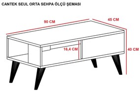 Măsuță de cafea Vavepu 2 (stejar zafir + alb) . 1093161