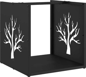 vidaXL Suport pentru lemne de foc negru Oțel laminat la rece