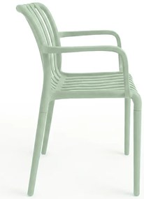 Scaun din plastic TREGO cu brate, verde